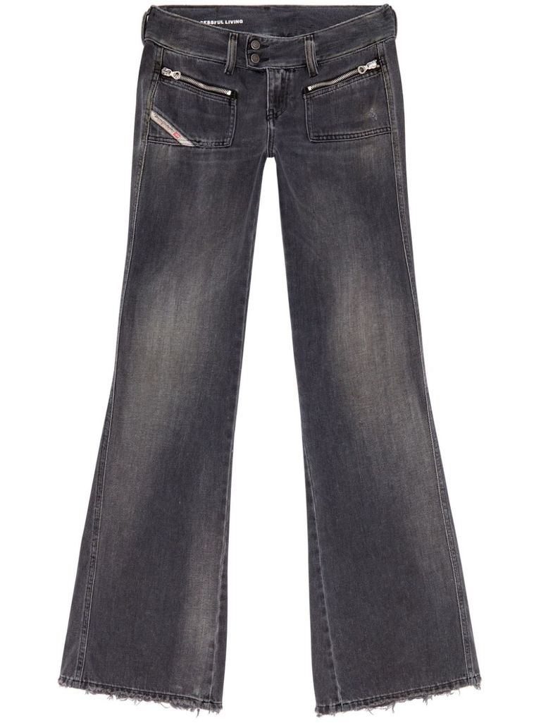 Shop Diesel D-hush Flared Jeans In Recycled Cotton In Black