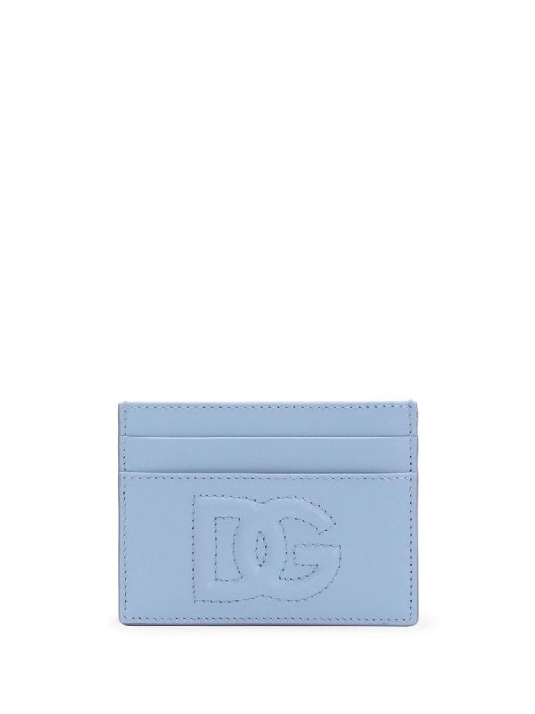 Shop Dolce & Gabbana Calf Leather Cardholder With Logo In Blue