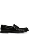 Glossy calf leather loafers with logo plaque