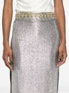 Long Silver Skirt with Golden Studs