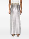 Long Silver Skirt with Golden Studs