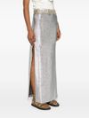 Long Silver Skirt with Golden Studs