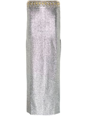 Long Silver Skirt with Golden Studs