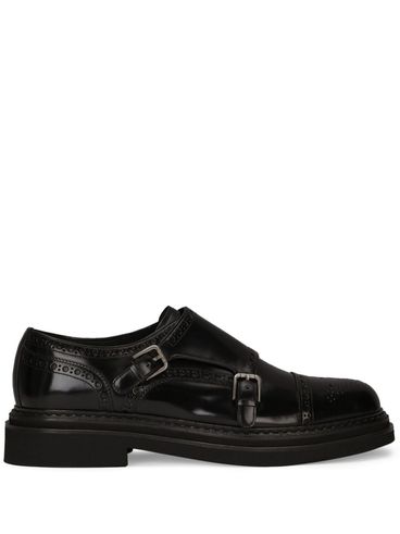 Calf leather monk shoes with buckles