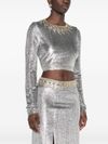 Silver metallic top with studs