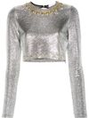 Silver metallic top with studs