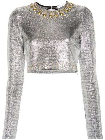 RABANNE - Silver metallic top with studs