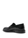 Black calf leather loafers with a brushed effect