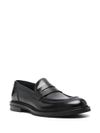 Black calf leather loafers with a brushed effect