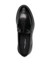 Black calf leather loafers with a brushed effect