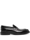 Black calf leather loafers with a brushed effect