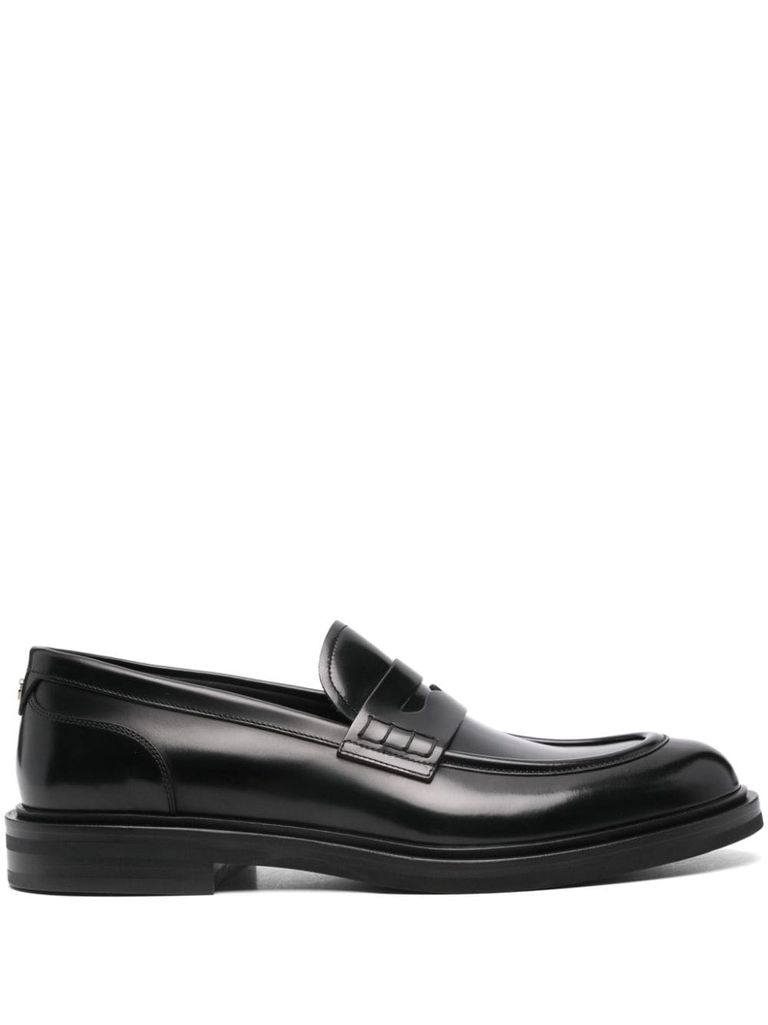 Shop Dolce & Gabbana Black Calf Leather Loafers With A Brushed Effect