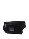 Black fabric belt bag with applied logo