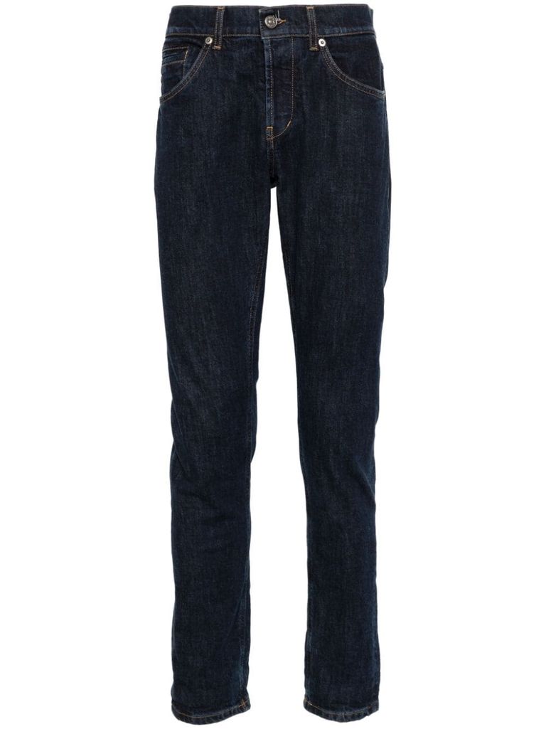 Shop Dondup George Skinny Jeans In Stretch Denim In Blue