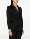 Blazer in viscose and wool with shiny lapels