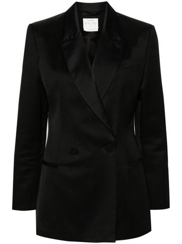 Blazer in viscosa e lana con revers lucidi