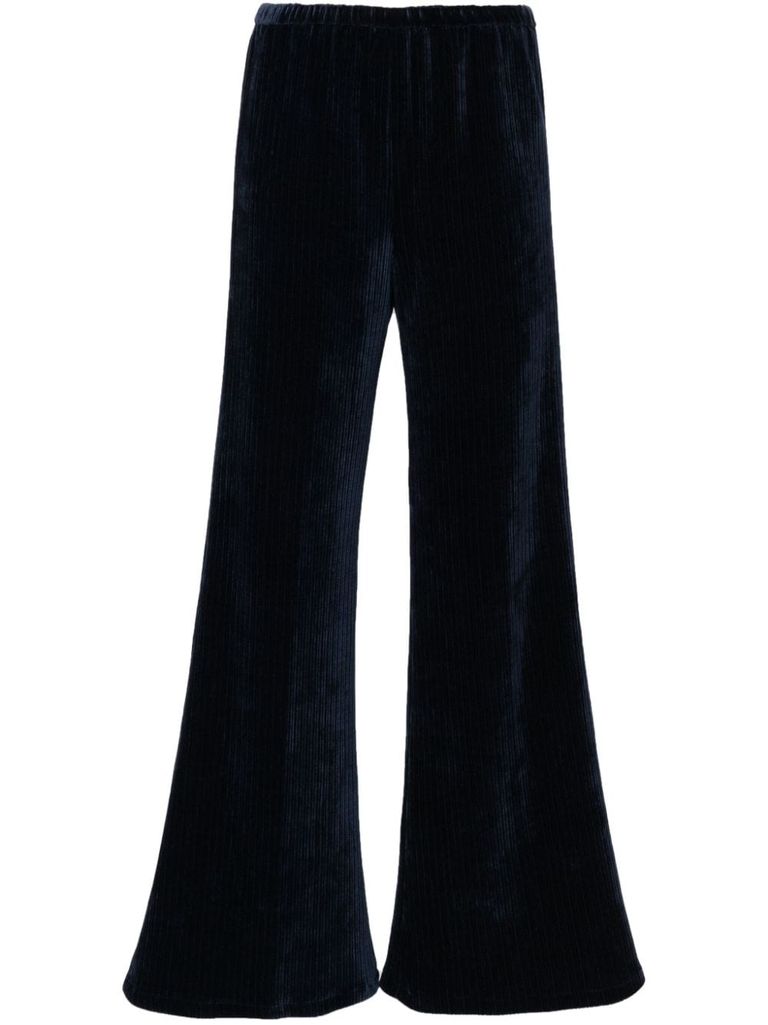 Shop Forte Forte Ribbed Trousers In Recycled Polyester In Blue