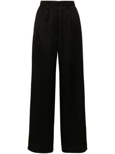 Wide-leg trousers in viscose and wool faille