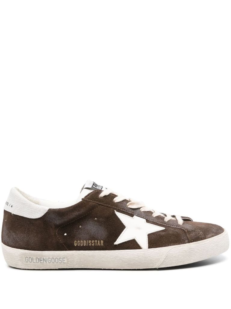 Shop Golden Goose Superstar Sneakers In Suede Calfskin Leather In Brown