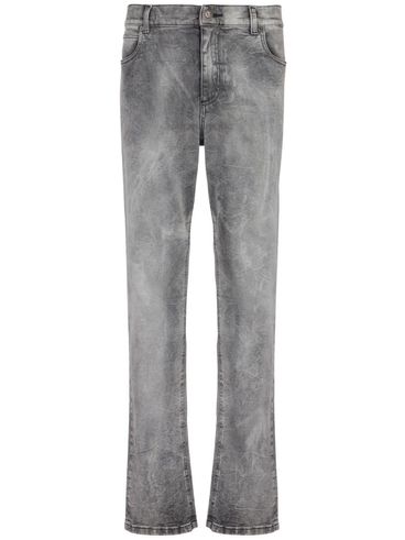 BALMAIN - Jeans dritti in cotone a vita media