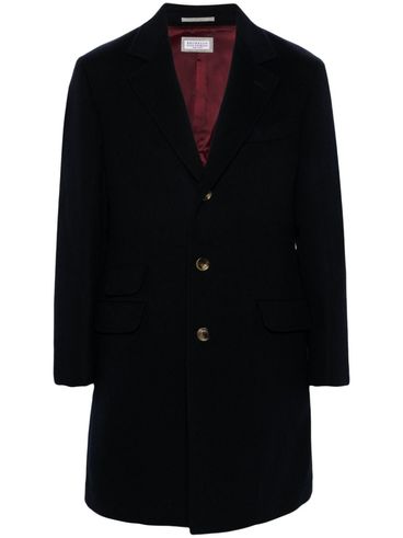 Single-breasted wool coat with pockets