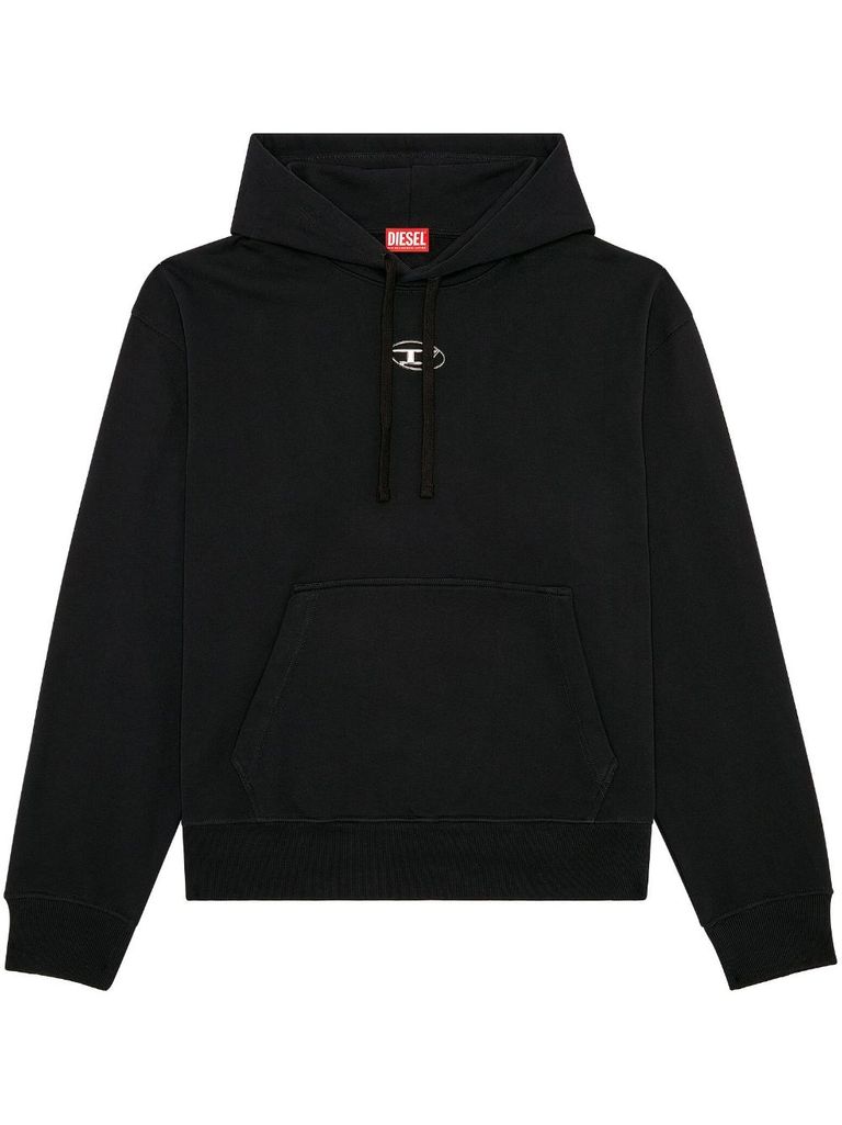 Shop Diesel Oversized Cotton Sweatshirt With Logo Plaque In Black