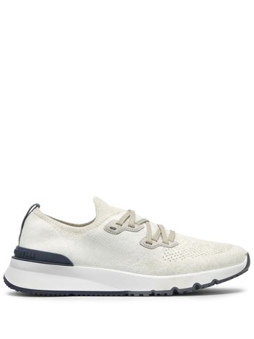 Sneakers bianche in cotone elasticizzato