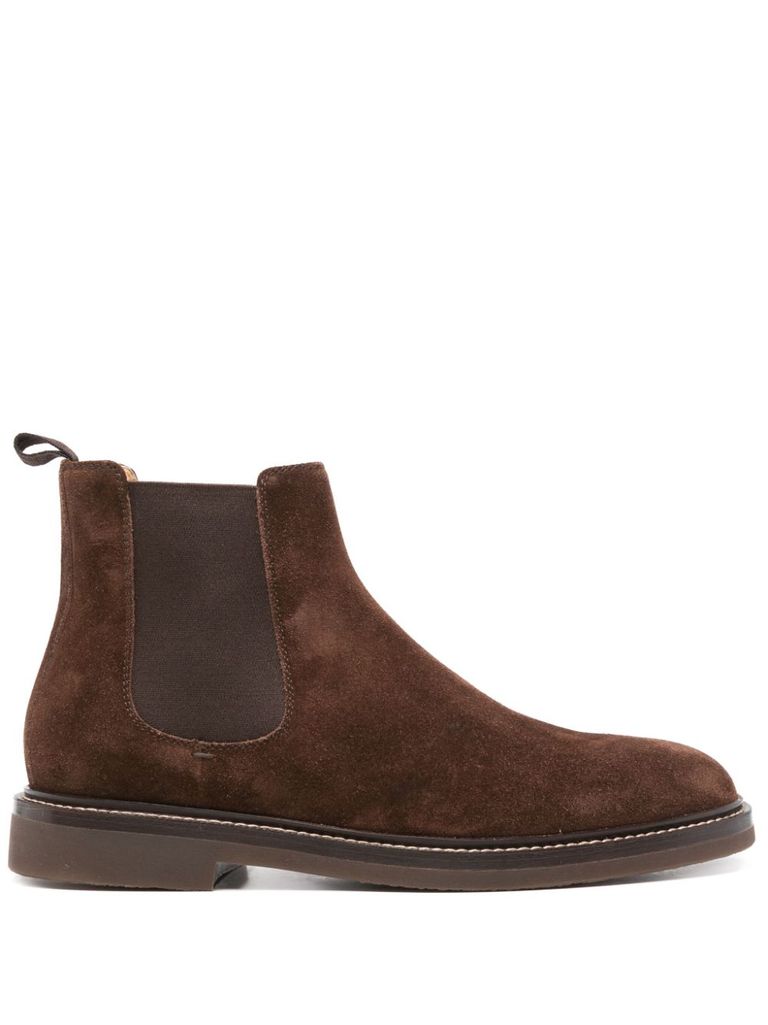 Shop Brunello Cucinelli Suede Calfskin Ankle Boots In Brown