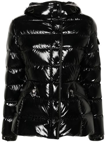 Glossy black 'Barante' hooded down jacket