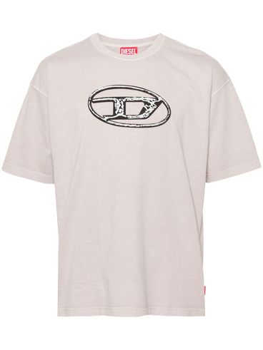 DIESEL - Cotton t-shirt with logo appliqué