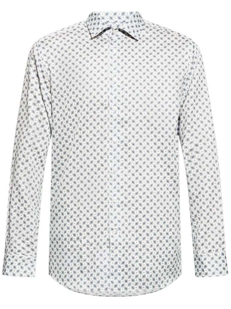 Shop Etro Cotton Shirt With Paisley Print In White