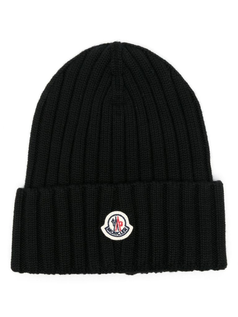 Shop Moncler Logo-patch Beanie In Black