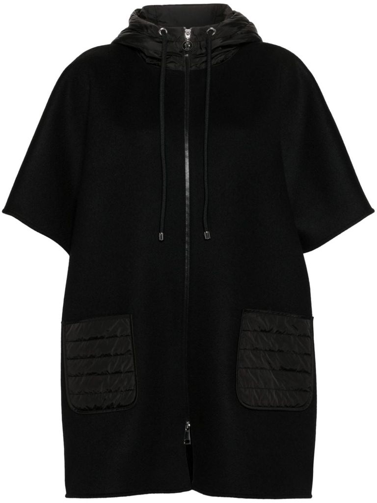 Shop Moncler Cape With Hood In Black