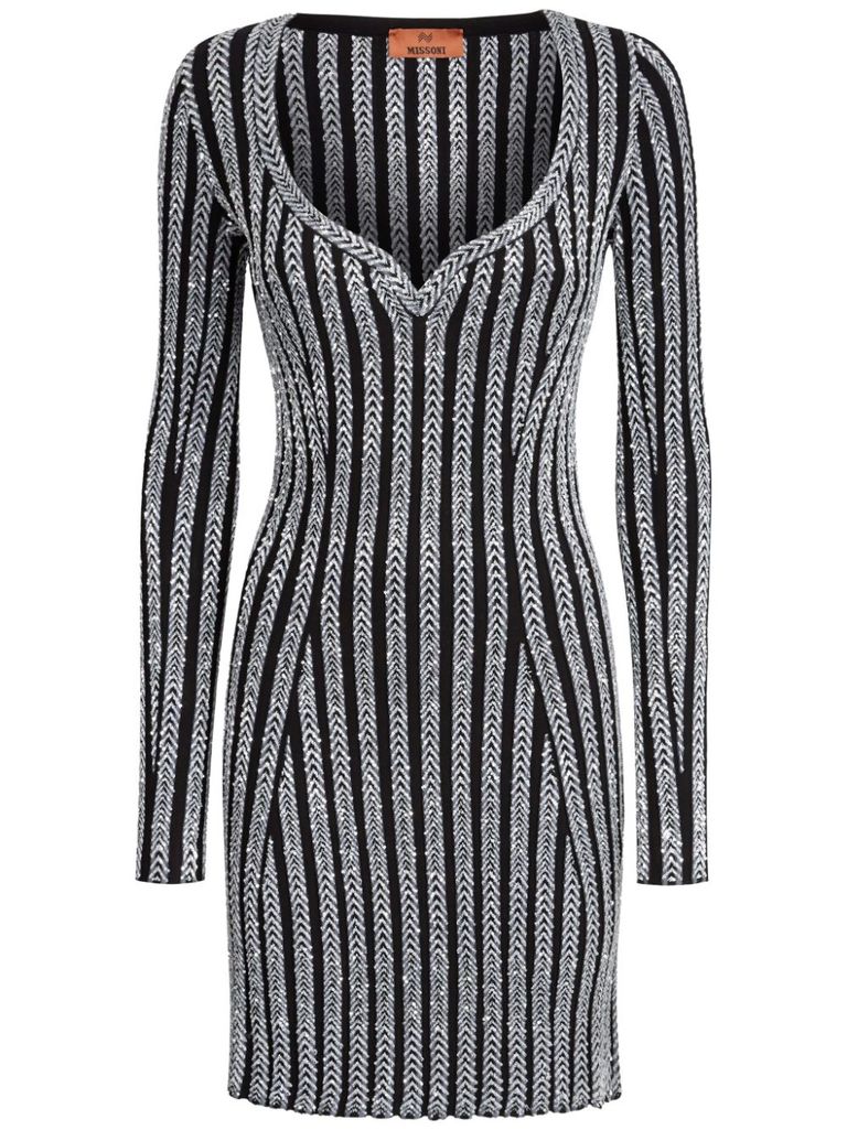 Shop Missoni Vertical Stripe Dress In Black