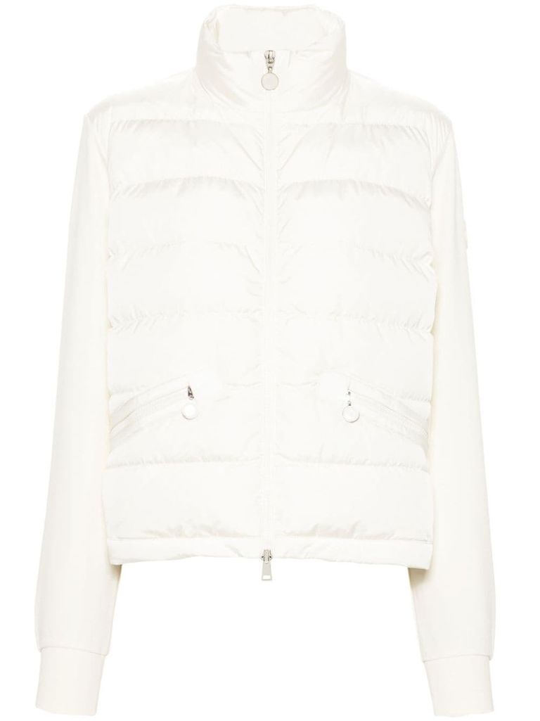 Shop Moncler Ivory Puffer Jacket With Inserts In White