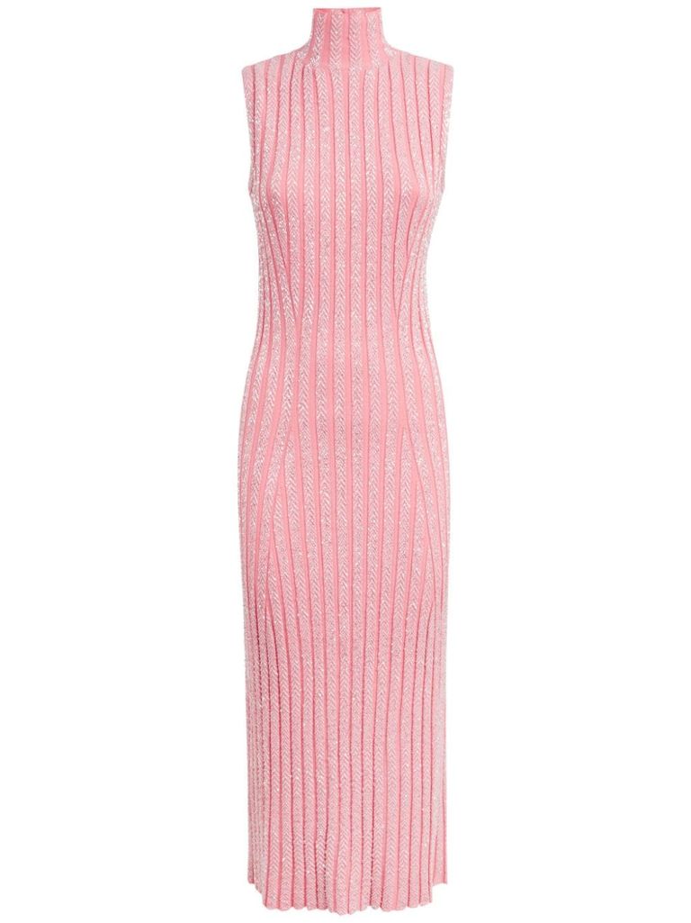 Shop Missoni Sleeveless Midi Dress In Pink