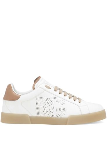 Sneakers Portofino in pelle di vitello con logo traforato beige