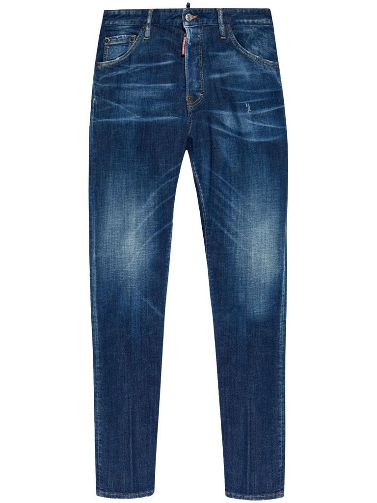 Shop Dsquared2 Cool Guy Jeans In Stretch Cotton With A Lived-in Effect In Blue