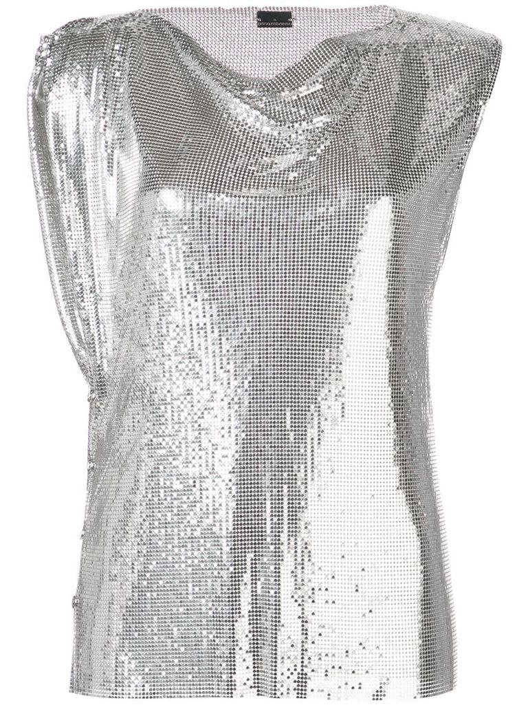 Shop Rabanne Mini Mesh Top In Silver