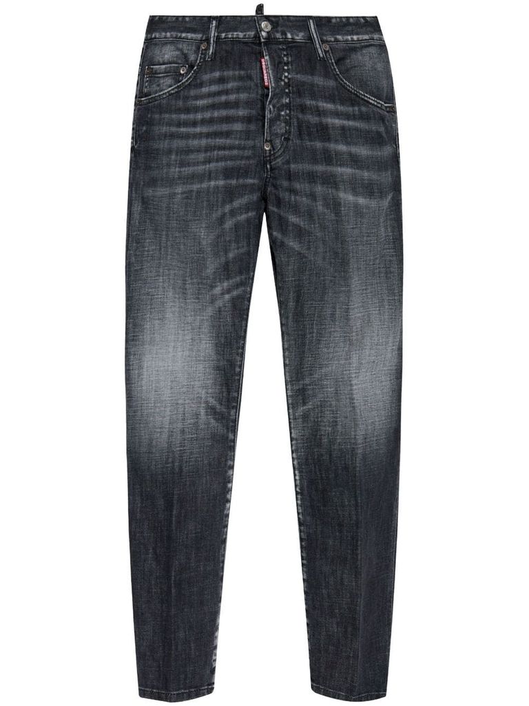 Shop Dsquared2 Stretch Cotton Jeans With A Faded Effect In Black