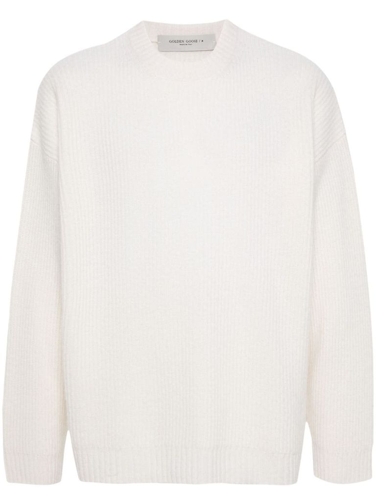 Shop Golden Goose Ribbed Wool Sweater In White