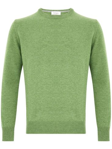 Crew neck sweater in wool and cashmere