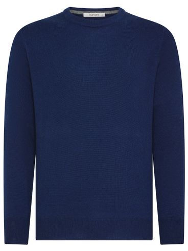 Crew neck sweater in wool and cashmere