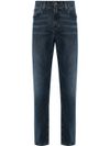 Straight-leg stretch cotton jeans with a mid-rise waist