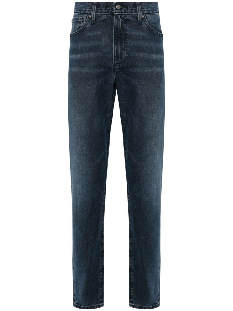 Shop Levi's Straight-leg Stretch Cotton Jeans With A Mid-rise Waist In Blue