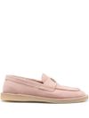 Blush pink logo plaque loafers