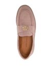 Blush pink logo plaque loafers