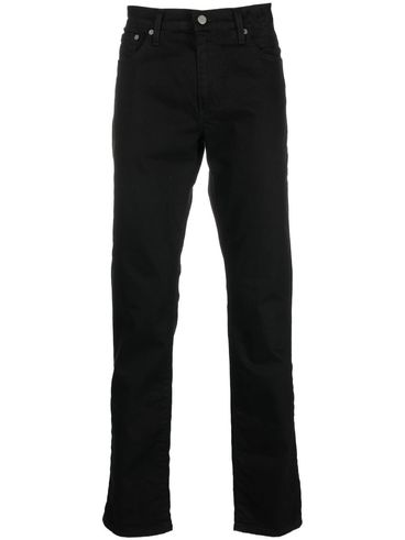 Straight-leg stretch cotton jeans with a mid-rise waist