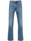 Straight-leg stretch cotton jeans with a mid-rise waist