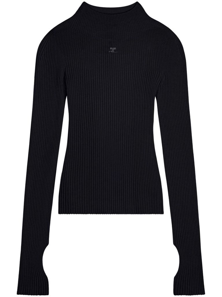 Shop Courrèges Black Ribbed Jumper